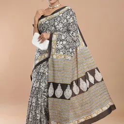 Niska Floral Printed Pure Cotton Bagru Saree-picture-4