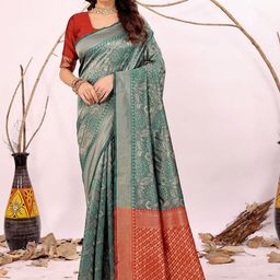 Moda Rapido Woven Design Zari Silk Cotton Kanjeevaram Saree-image-25