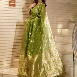 all about you Woven Design Zari Silk Blend Banarasi Saree-picture-2