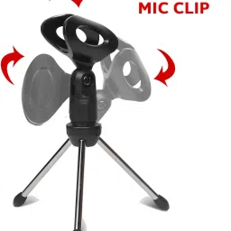 BUFONA Mini Microphone Stand Tripod Mobile Desktop Stand with Plastic Microphone Clip Tripod, Tripod Kit, Monopod, Monopod Kit, Tripod Clamp, Tripod Bracket image 3