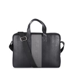 Police Men Black & Grey Iconic Colourblocked Leather Laptop Bag-26