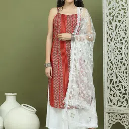 Jompers Women Floral Printed Regular Kurta with Palazzos & With Dupatta-49