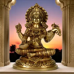 TAMAS PURE AYURVEDA Gold-Toned Saraswati Maa Religious Idol Showpiece-image-27