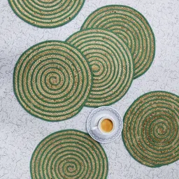 BELLA TRUE 6Pcs Green & Brown Round Table Placemats-image-33