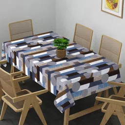 Arrabi Grey & White Printed 6-Seater Table Cover-54