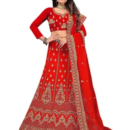 Maroosh Embellished Thread Work Unstitched Lehenga & Blouse With Dupatta-image-92