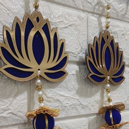 Nutts 2-Pcs Blue & Yellow Wooden Lotus Hanging FestiveDecor-image-64