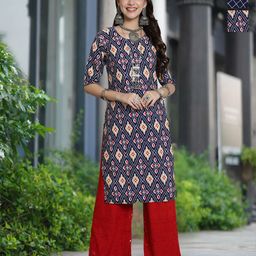 Moda Rapido Selection Of 3 Geometric Printed Round Neck Straight Kurta-image-54
