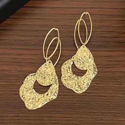 KRENOZ Gold-Plated Contemporary Shaped Drop Earrings-image-89