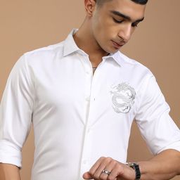 KETCH Men Spread Collar Solid Cotton Slim Fit Casual Shirt-image-65