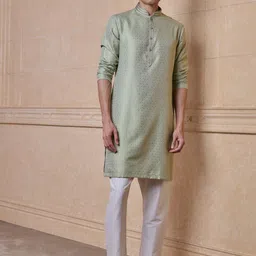 Tasva Men Ethnic Motifs Embroidered Regular Thread Work Kurta with Trousers-picture-24