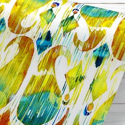 ArtzFolio Blue & Yellow Abstract Printed UV Resistant Wallpaper-7
