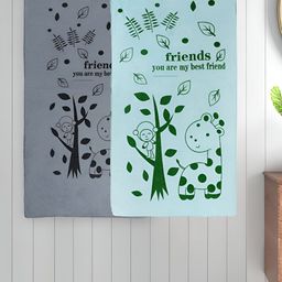 Myntra Elegant Homes Grey & Blue 2 Printed Cotton 300 GSM Bath Towel-image-76