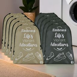 Aura Brown & Grey 10 Pieces Printed Foldable Water Resistant Multi-Utility Laundry Bags-16
