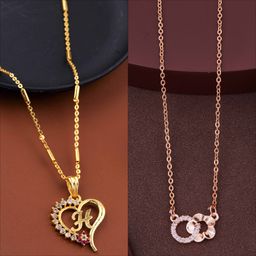 Boghra Sales Set Of 2 Gold-Plated Alloy Cubic Zirconia Necklace-17