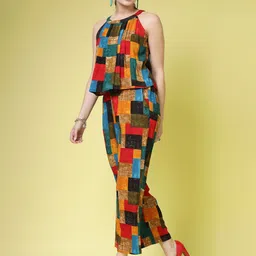 BEING NAUGHTY Printed Halter Neck Sleeveless Top With Palazzo-picture-45