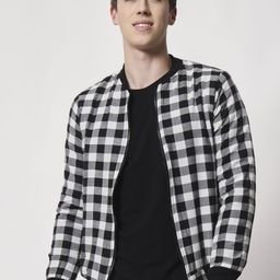 TANDUL Men Collarless Checked Bomber Jacket-image-44