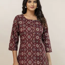 FERANOID Floral Printed Pure Cotton Kurti-image-68