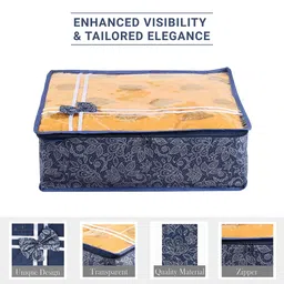 Kuber Industries Blue Pack of 3 Bow-Flower Printed Top Window Multi-Utility Organisers image 3