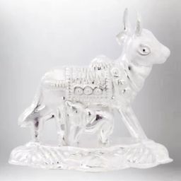 silver cow and calf idol for puja, kamdhenu cow for home and gifting purpose_I15 Decorative Showpiece - 4 cm-image-80