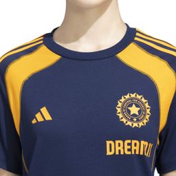 adidas Women Printed Round Neck Cotton Blend Blue T-Shirt-picture-45