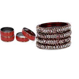 SOMIL Women Maroon & Red Pack Of 8 Handmade Traditional Glass Bangle Set-picture-6