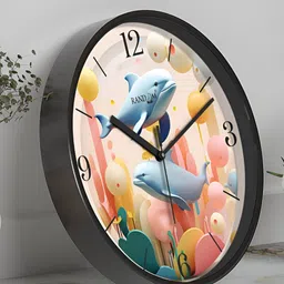 RANDOM Black & Blue Printed Contemporary Analogue Round Wall Clock-image-52