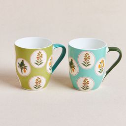Chumbak White & Green 2 Pieces Printed Matte Mugs 330 ml image 2
