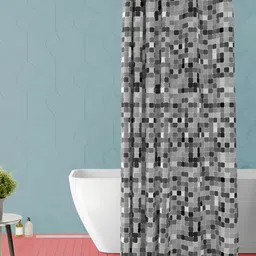 ArtzFolio Black & White Geometric Printed Water Proof Shower Curtain-16