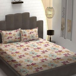 YaAkholic Beige Ethnic Microfiber 210 TC Fitted Double Queen Bedsheet Set-1.98mx1.82m-image-88