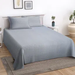 Myntra Elegant Homes Blue & White Striped Cotton Double King Bed Cover-image-29