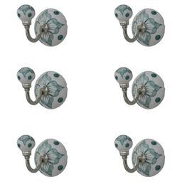 IndianShelf 6 Pcs Ceramic Lisianthus Clothes Hanger for Wall Coat Hooks-image-68