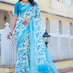 Quelea Floral Zari Linen Blend Khadi Saree-picture-27