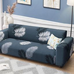 Bajo's Blue & White Printed Polyester 1 Piece Sofa Cover With Arms-image-27