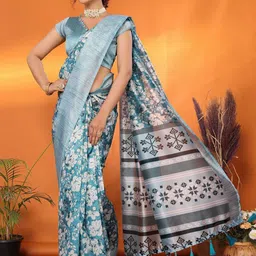 Lookmark Floral Printed Saree With Unstitched Blouse Piece-picture-20