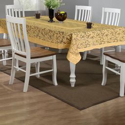Kuber Industries Gold-Toned Floral Cotton 6-Seater Table Cover-57