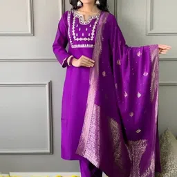 DWIZA ENTERPRISE Women Ethnic Motifs Printed Kurta with Trousers & Dupatta-image-86