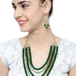 Shining Diva Kundan-Studded & Beaded Jewellery Set-image-26