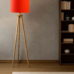 Devansh Brown & Orange-Colored Wooden Floor Lamp-picture-40