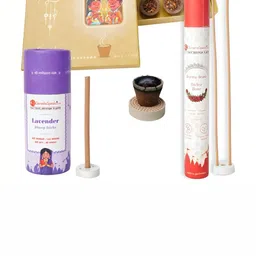 GaneshaSpeaks 95-Pcs Brown Guggal Dhoop Cup & Lavender Dhoop Sticks, Rose Incense Sticks-image-77