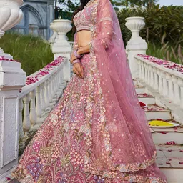 panchhi Embroidered Sequinned Semi-Stitched Lehenga & Unstitched Blouse With Dupatta image 4