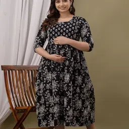 Nevisha Style Women Floral Printed Thread Work Floral Maternity Anarkali Kurta-image-88