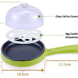 madhuram enterprise Egg Boiling Non-Stick Steamer and Egg Frying Pan Machine Multifunction 2 in 1 Electric Egg Boiler Steamer Non-Stick Omelette Frying Pan Egg Cooker image 3