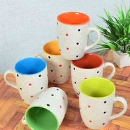 FABINALIV White & Blue Handcrafted Printed Ceramic Matte Mugs Set of Cups and Mugs-14