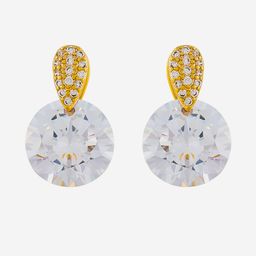 Kushal's Fashion Jewellery Gold-Plated Circular Shaped Zircon Studded Drop Earrings-picture-42