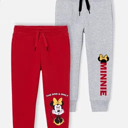 Disney By Miss and Chief Girls Pack Of 2 Printed Cotton Mid-Rise Joggers-image-89