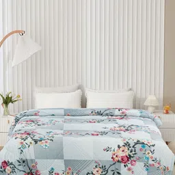 Aura Grey & Red Floral Printed Microfiber AC Room 300 GSM Double Bed Comforter-picture-7