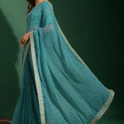 DIVASTRI Bandhani Zari Poly Georgette Designer Saree image 3