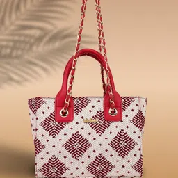 LIKE STYLE Geometric Textured Jute Structured Shoulder Bag-16