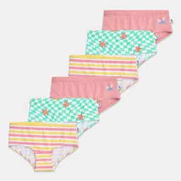 You Got Plan B Girls 6 Pcs Printed Pure Cotton Mid-Rise Basic Briefs-image-78